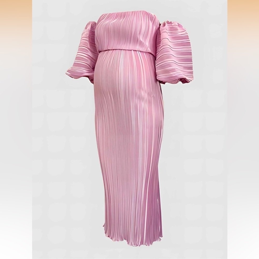 Pleated Pink Maxi Dress MATERNITY